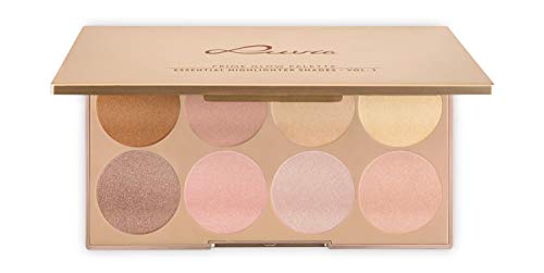 Paleta Exclusiva de Iluminadores Prime Glow para cada tipo de piel – 8 Colores Brillantes en Polvo, para Profesionistas y Principiantes – Set Vegano/No testado en animales