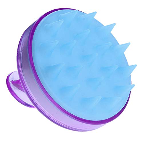 Pelo cuero cabelludo masajeador, Konesky pelo champú cepillo suave silicona cepillo pelo masaje limpieza cepillo para cabello profundo limpieza cabeza músculo relax (Purple)