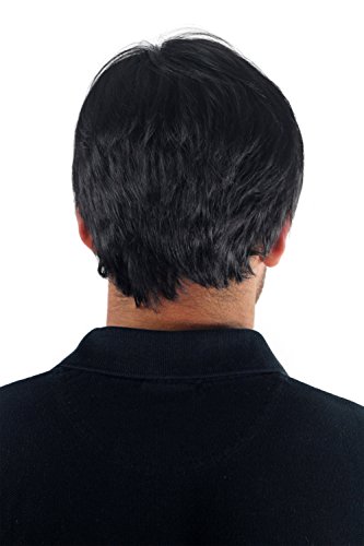 Peluca masculina, para hombres, bisoñé, cardado, corto, juvenil, moderno, informal, negro GFW-994-1B