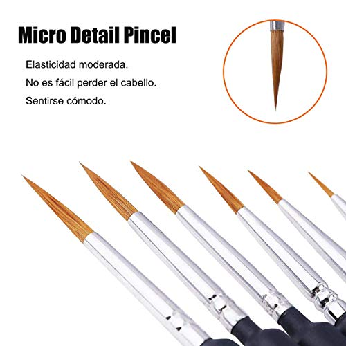 Pinceles para Pintura, 10 Piezas Pinceles Acrilico, Miniatura Cepillos para Pintura de Arte Brochas Redondas de Arte Profesionales, Juego de Pinceles para Pintar al Óleo/Acrílica/Acuarela