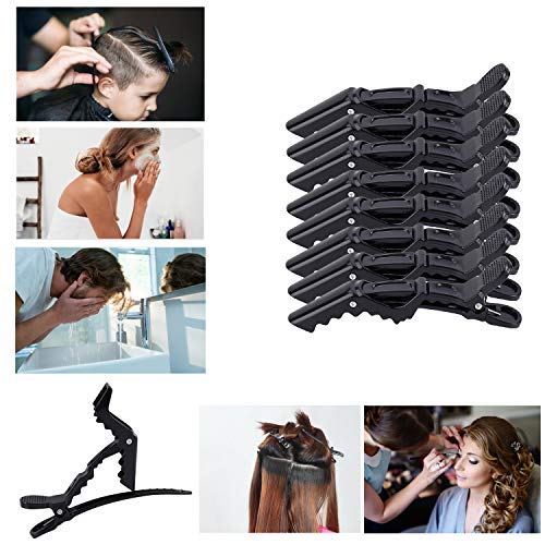 Pinzas de Pelo Profesional Clips de Corte de Pelo para Moldeador y Rizador de Plástico Clips de Cocodrilo para Marcar Peinar Planchar el Pelo 20 Piezas Negro