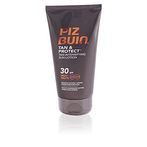 Piz Buin Protección Solar, Loción Solar Tan & Protect Intensificadora del Bronceado SPF 30, Protección Alta, 150 ml