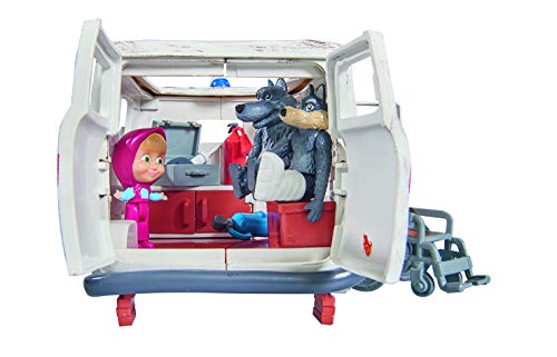Playset Ambulancia de Masha y el Oso con 3 figuras y accesorios (Simba 9309863)