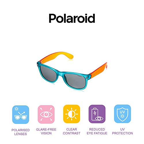 Polaroid P0115 Y2 89T Gafas de sol, Azul (Bluette Orange/Grey Polarized), 46 Unisex Niños