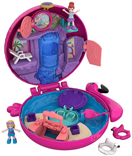 Polly Pocket Cofre flamenco flotante, muñeca con accesorios (Mattel FRY38) , color/modelo surtido