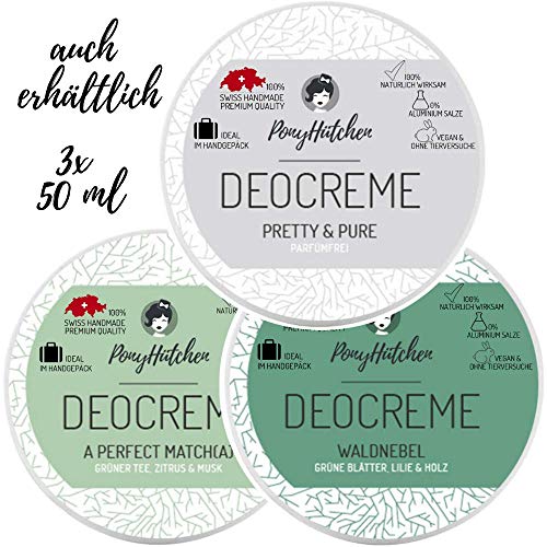 Pony hütchen Natural cosmético Deo Crema a Perfect Match (a) – superventas – Unisex – 100% naturales Efecto – sin aluminio salze – 50 ml – Natural Deodorant – Vegan – Bio Deo Crema