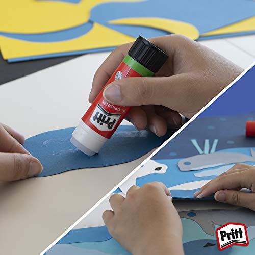 Pritt Barra Adhesiva, pegamento infantil seguro para niños para hacer manualidades, cola universal de adhesión fuerte para estuche y oficina, 1x11 g y 1x22 g Pritt Stick