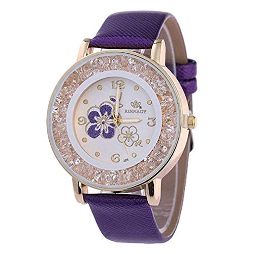 ¡Promoción Relojes de Cuarzo para Mujer, señoras, Chicas Adolescentes, Moda Minimalista, Reloj de Pulsera analógico Casual. (Morado)