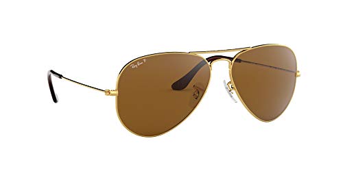 Ray-Ban Aviator RB 3025, Gafas de Sol Unisex, Marrón (polarisiert braun 001/57), 62 mm