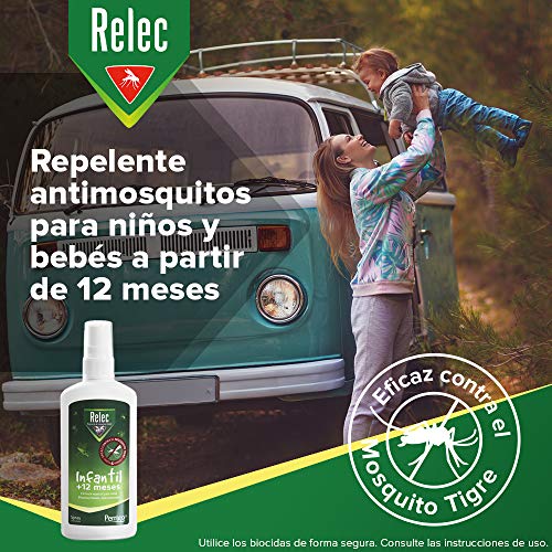 Relec Infantil Spray Antimosquitos | Fórmula especial para niños | A partir de 1 año | Eficaz contra el mosquito tigre | Dermatológicamente testada, sin alcohol ni colorantes | 100 ml