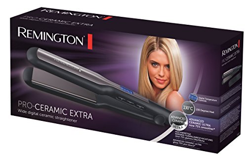 Remington Pro Ceramic Extra S5525 - Plancha de Pelo, Cerámica Avanzada, Digital, Placas Flotantes, Negro y Morado