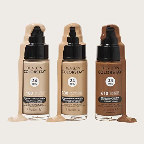 Revlon Colorstay 24H, Base de maquillaje para rostro, para cutis mixto/graso, con dosificador, color Beige (250 Fresh Beige), 30ml