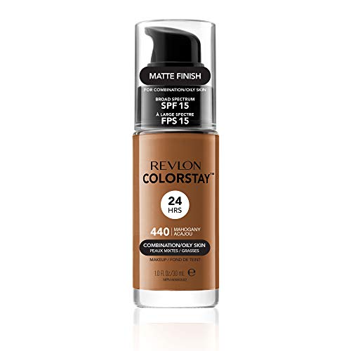 Revlon Colorstay 24H, Base de maquillaje para rostro, para cutis mixto/graso, con dosificador, color Beige (440 Mahogany), 30ml