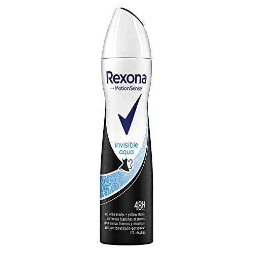 Rexona Invisible Aqua Antitranspirante Aerosol para Mujer Antimanchas, 0% Alcohol 200 ml - Pack de 6 x 200 ml, Total 1200 ml