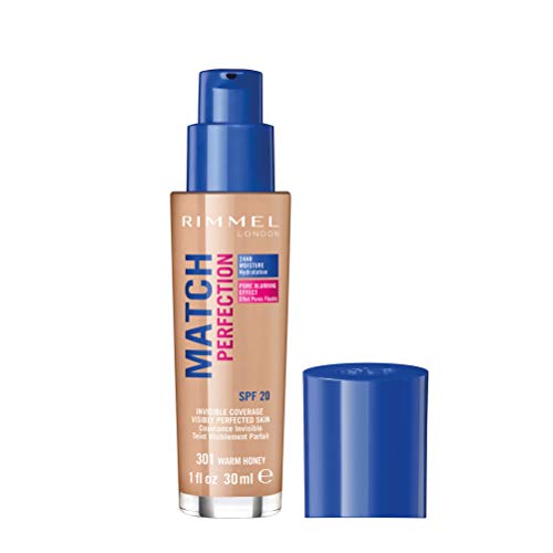 Rimmel London Match Perfection Foundation Base de Maquillaje Tono 301 Warm Honey - 123 gr