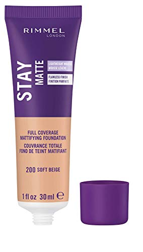 Rimmel London Stay Matte Base de Maquillaje Tono 200 Soft Beige - 30 ml