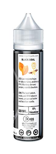 Rings E-Liquid Black Soul 50ml 70VG/30PG Líquido vaper sin nicotina sabor a Tabaco con Manteca de Nuez de Pecán y Vainilla