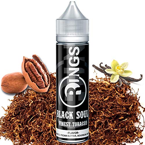 Rings E-Liquid Black Soul 50ml 70VG/30PG Líquido vaper sin nicotina sabor a Tabaco con Manteca de Nuez de Pecán y Vainilla