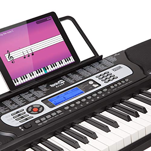 RockJam RJ654 - Teclado Electrónico Portátil de 54 Teclas con Pantalla LCD Interactiva e Incluye la Aplicación de Enseñanza Piano Maestro con 30 canciones