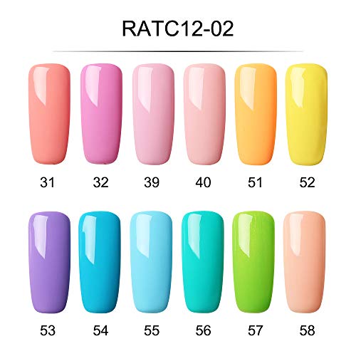 ROSALIND Esmalte Semipermanentes UV LED 12pcs Kit Uñas de Pintauñas Gel Soak off Summer Color Sólido de Larga Duración Esmalte de Uñas 7ml