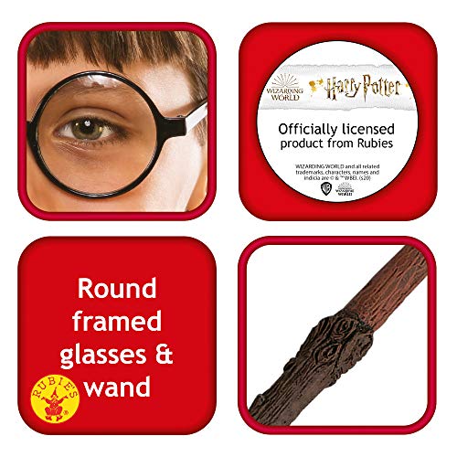 Rubie's Official, Paquete de Accesorios de Harry Potter, Varita y Gafas, el ambalaje puede variar