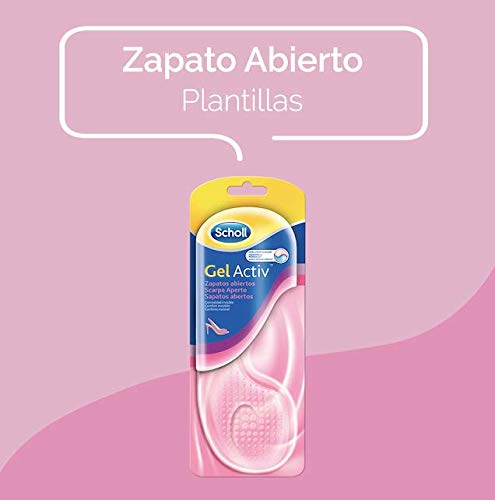 Scholl Plantillas, óptimas para zapatos abiertos con tecnología Gel Activ, comodidad todo el día, 2 plantillas, Multicolor, de numero 35 a 40,5 (3020802)