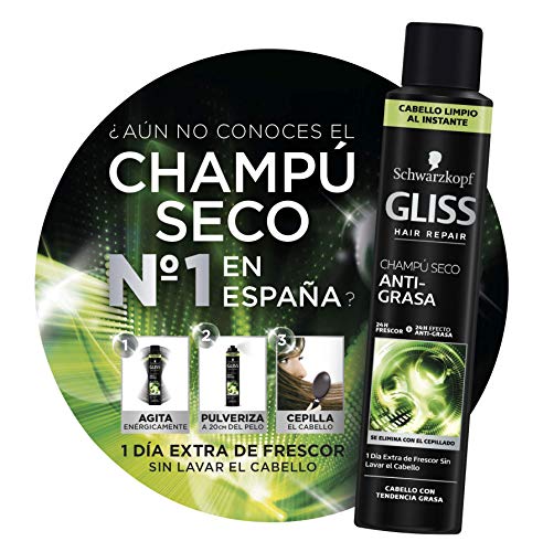 Schwarzkopf Gliss Champú seco anti-grasa, Negro - 200 ml