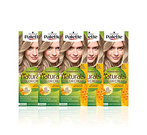 Schwarzkopf Palette Naturals - Coloración Permanente Tono 8.1 Rubio Claro Helado, 550 gr (Pack de 5)