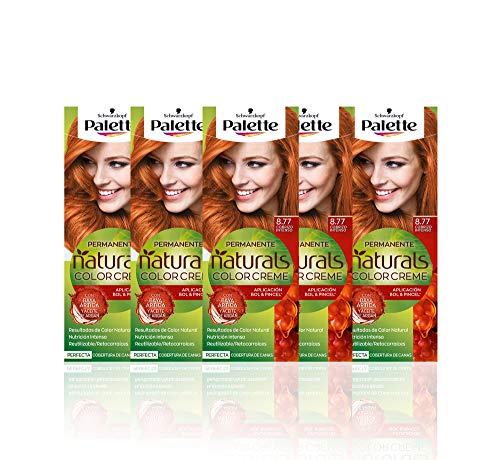 Schwarzkopf Palette Naturals - Coloración Permanente Tono 8.77 Cobrizo Intenso, 550 gr (Pack de 5)