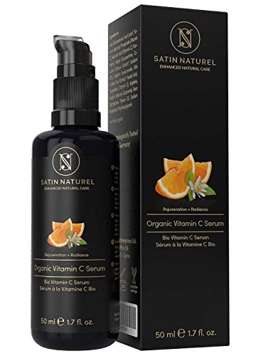 Serum Facial de Vitamina C ORGÁNICO con Acido Hialuronico 50ml - Doble Complejo MEJORADO 30% Vitamina C + E y Aloe Vera - Uso con Crema Hidratante Facial Mujer - Hecho en Alemania