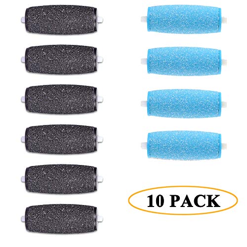 [Set de 10]Rugosos Rodillos Lijadores para Recambio,2 Tipos de Rugosidad,Compatible Con Scholl Velvet Smooth Diamond Crystals/Lima Electrónica Velvet Smooth Wet&Dry