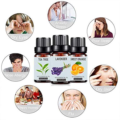 Set de aceites esenciales de aromaterapia orgánica - TOP8 Difusores de aceite, incienso, lavanda, árbol de té, naranja dulce, menta, canela, aguja de pino, romero para el hogar, oficina, sueño, yoga