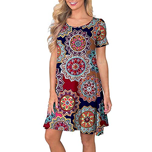 SHOBDW Vestido de Mujer Cóctel de Las Mujeres de Boho del Partido de Noche Largo del Vestido del Verano de la Playa Vestido V-Cuello de Tirantes (XL, Marrón)