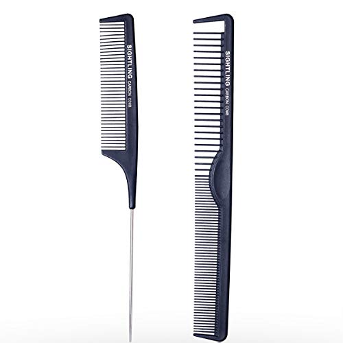 SIGHTLING Kit carbono Peluquería Peine Pelo Peine 100% antiestático 230 ℃ Resistente al calor peine de corte Peluquería Estilista de pelo peine de corte, juego de peluquería Peluquería Peine