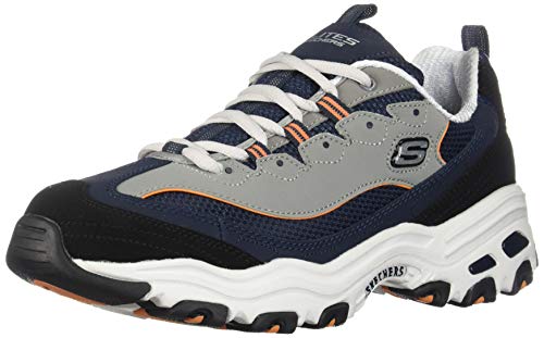 Skechers Men's D'Lites Trainers, Blue (Navy Trubuck/Mesh/Orange Trim Nvor), 6.5 (40 EU)