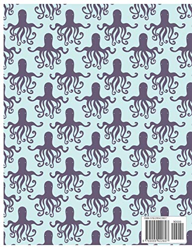 Sketch It: Great Octopus Sketchbook for Adults/Children Animals Lovers to Sketching, Whiting, Drawing, Journaling and Doodling, Large (8.5x11 Inch. ... 120 Blank Pages (CREME&BLUE&PURPLE Pattern)