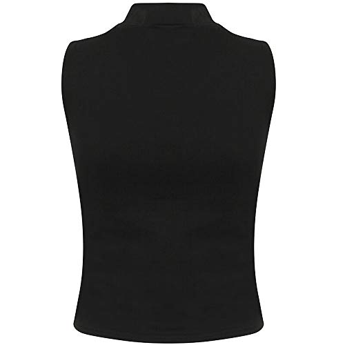 Skinni Fit - Top/Camiseta Corta con Cuello Alto para Mujer (Pequeña (S)) (Blanco)