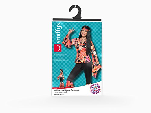Smiffys-45516X1 Disfraz de Chica Hippy, con Parte de Arriba, pantalón, pañuelo para, Multicolor, XL-EU Tamaño 48-50 (Smiffy'S 45516X1)