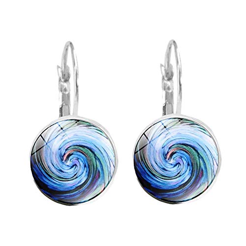 SONGAI Vintage Vortex Modelo Azul del Remolino de Cristal cabujón Leverback Tiempo Regalo pequeñas Pendientes de Piedras Preciosas franceses joyería, Nombre de Color: Bronce Antiguo