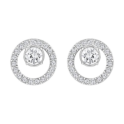 Swarovski Pendientes Creativity Circle, blanco, Baño de Rodio