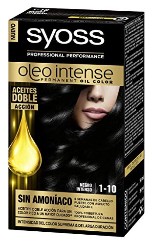 SYOSS - Oleo Intense Coloración Permanente Sin Amoníaco - Tono 1-10 Negro Intenso - 2 uds