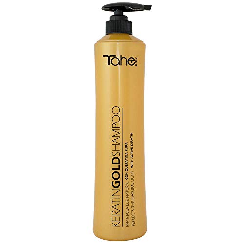 Tahe Keratin Gold Champú con Keratina Pura y Oro Líquido con Aporte Extra de Suavidad y Volumen, 800 ml