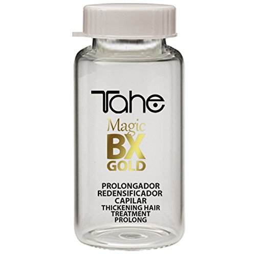 Tahe Magic BX Gold Tratamiento Capilar Redensificador Hidratante Efecto Botox de Larga Duración, Caja de 5 Ampollas 10 ml. Brillo Infinito, Melena Densa, Suavidad Extrema