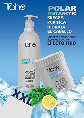 Tahe Polar Antarctic Mascarilla para el Pelo/Mascarilla para el Cabello Reparadora Aceite Esencial de Limón y Menta Efecto Frío, 700 ml