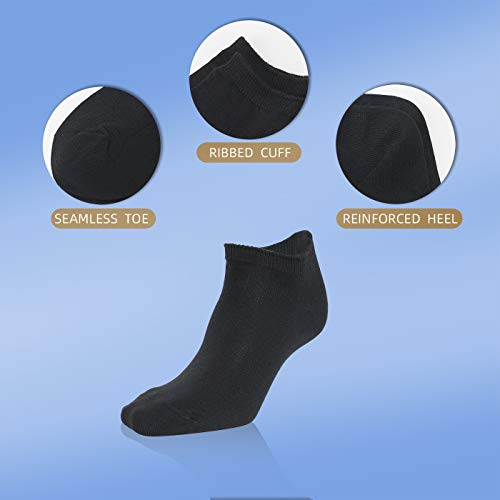 TAIPOVE 10 Pares Calcetines Cortos Hombre de Algodón Calcetines Deportivos Calcetines Hombres Resistentes Color Sólido Negro Gris Blanco