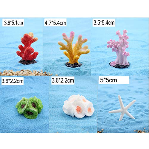 Tangger 10 Stk Multicolor Decoraciones de Paisajes de Peceras Pequeño,Decoración del Acuario Estrella de Mar Artificial y Coral Artificial,Decoración de Estilo Mediterráneo