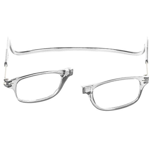 TBOC Gafas de Lectura Presbicia Vista Cansada – Montura Transparente Graduadas +1.50 Dioptrías Hombre Mujer Regulables Imantadas Magnéticas Plegables Lentes Aumento Leer Ver Cerca Cuello Cierre Imán