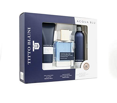 Titto Bluni Acqua Blu Uomo Eau de Toilette Natural Spray 75ml + Deodorant Spray 200ml + After Shave 100ml