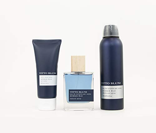 Titto Bluni Acqua Blu Uomo Eau de Toilette Natural Spray 75ml + Deodorant Spray 200ml + After Shave 100ml