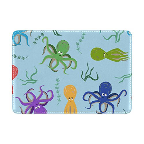 TIZORAX - Funda tipo cartera para pasaporte, diseño de pulpo y algas marinas multicolor